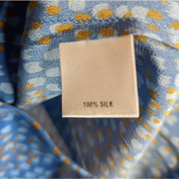 Tucker Flare Sleeve Classic Blouse Celestial Spots in Silk Crepe de Chine - Picture 6 of 8